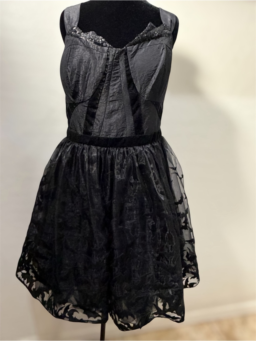 DC Comics Originals Hot Topic Bat Organza Fit & Flare Dress XL Halloween Goth